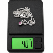 Collana con ciondolo - 18 carati Oro bianco - 0.17ct. tw. Rubino - Diamante - Made in Italy - Handmade