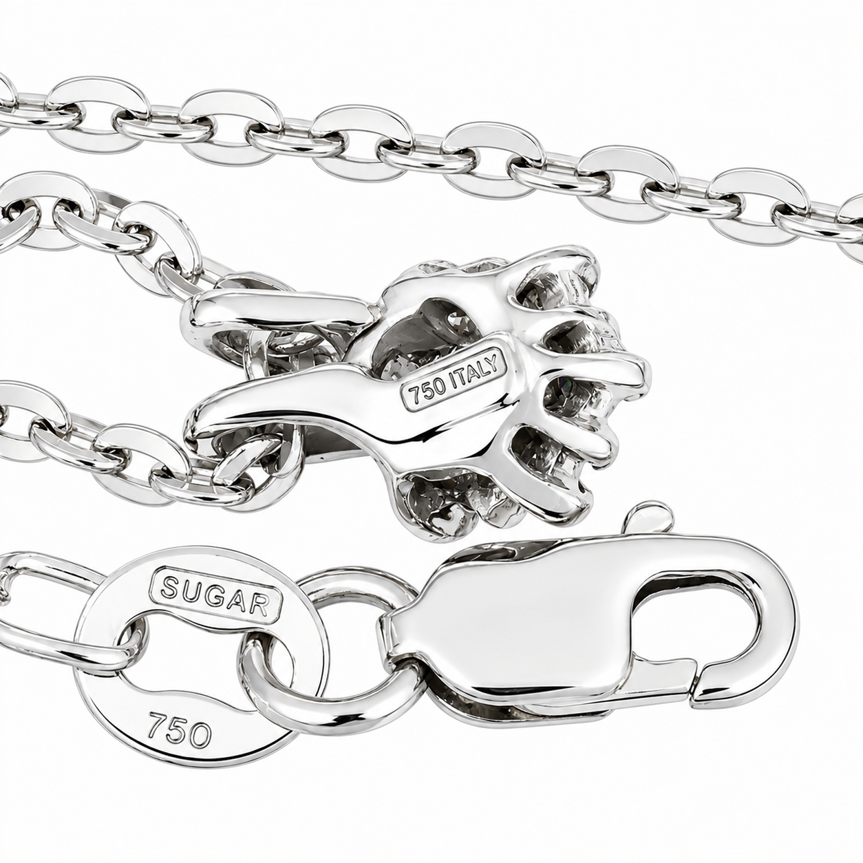Collana con ciondolo - 18 carati Oro bianco - 0.17ct. tw. Rubino - Diamante - Made in Italy - Handmade
