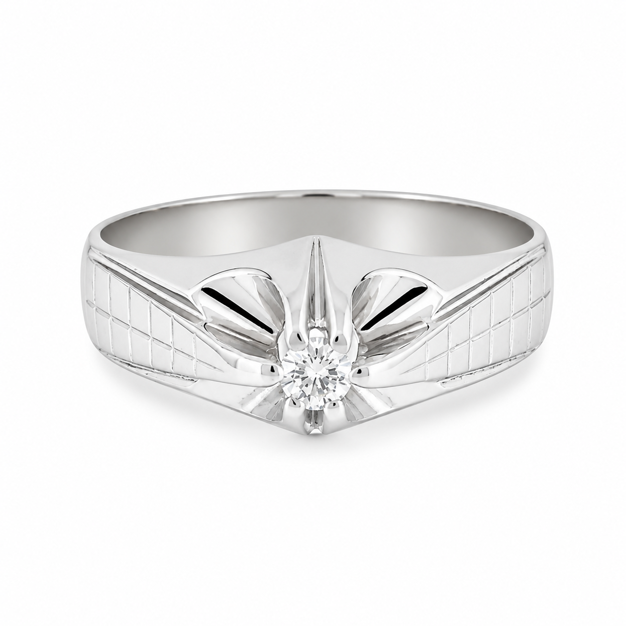 Anello - 18 carati Oro bianco - 0.10ct. tw. Diamante (Naturale) - Made in Italy - Handmade