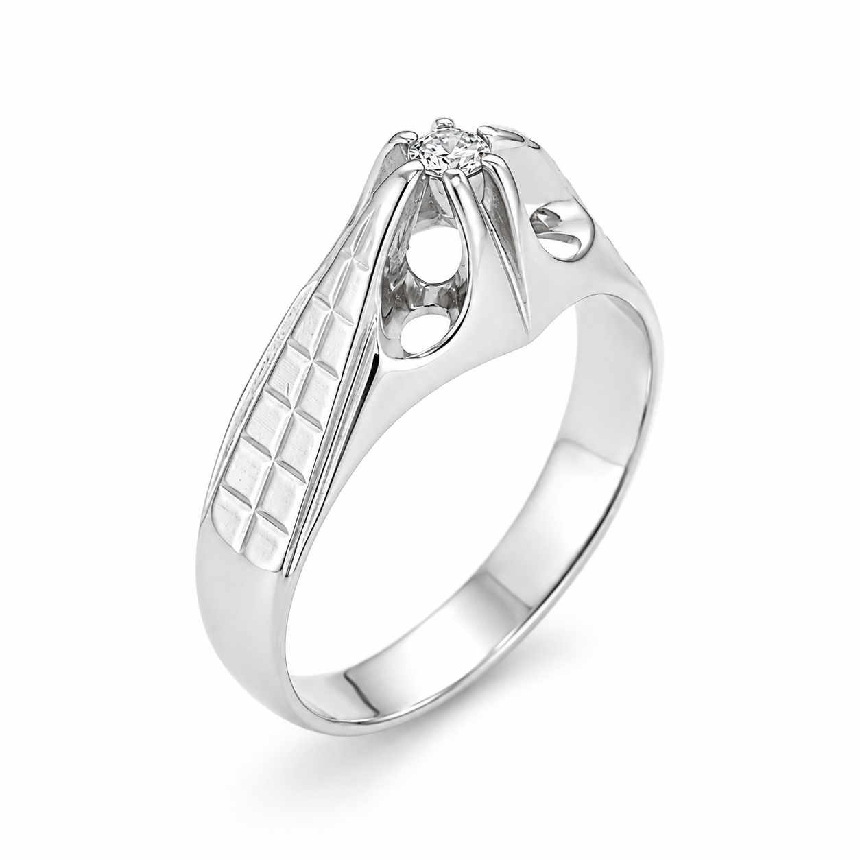Anello - 18 carati Oro bianco - 0.10ct. tw. Diamante (Naturale) - Made in Italy - Handmade