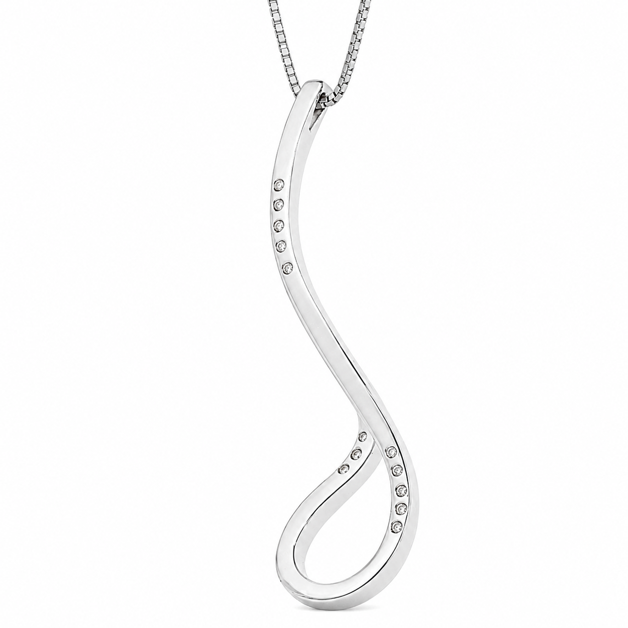 Collana con ciondolo - 18 carati Oro bianco - 0.16ct. tw. Diamante (Naturale) - Made in Italy -Handmade