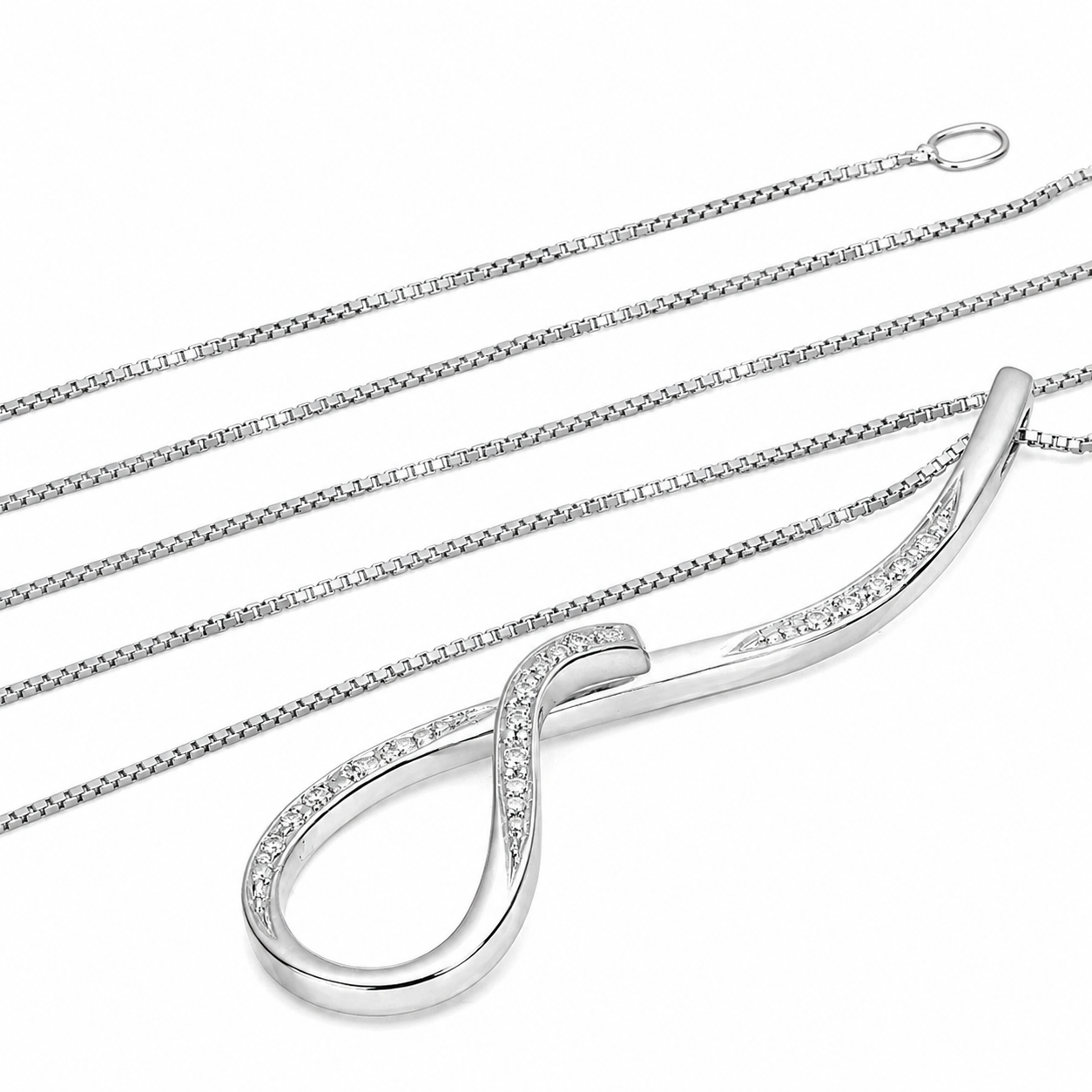 Collana con ciondolo - 18 carati Oro bianco - 0.16ct. tw. Diamante (Naturale) - Made in Italy -Handmade