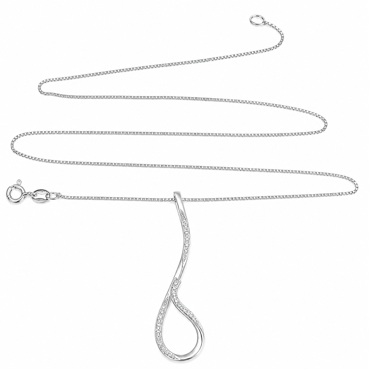 Collana con ciondolo - 18 carati Oro bianco - 0.16ct. tw. Diamante (Naturale) - Made in Italy -Handmade