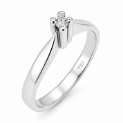 Anello - 18 carati Oro bianco - 0.03ct. tw. Diamante (Naturale) - Made in Italy -Handmade