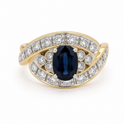 Anello - 18 carati Oro giallo, Oro bianco - 2.40ct. tw. Zaffiro - Diamante - Made in Italy - Handmade