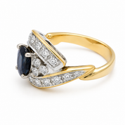 Anello - 18 carati Oro giallo, Oro bianco - 2.40ct. tw. Zaffiro - Diamante - Made in Italy - Handmade