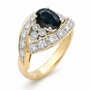 Anello - 18 carati Oro giallo, Oro bianco - 2.40ct. tw. Zaffiro - Diamante - Made in Italy - Handmade