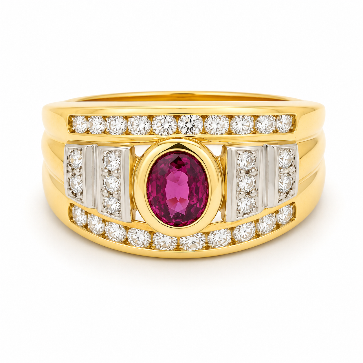 Anello - 18 carati Oro giallo - 1.40ct. tw. Rubino - Diamante - Made in Italy - Handmade