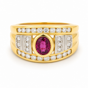 Anello - 18 carati Oro giallo - 1.40ct. tw. Rubino - Diamante - Made in Italy - Handmade