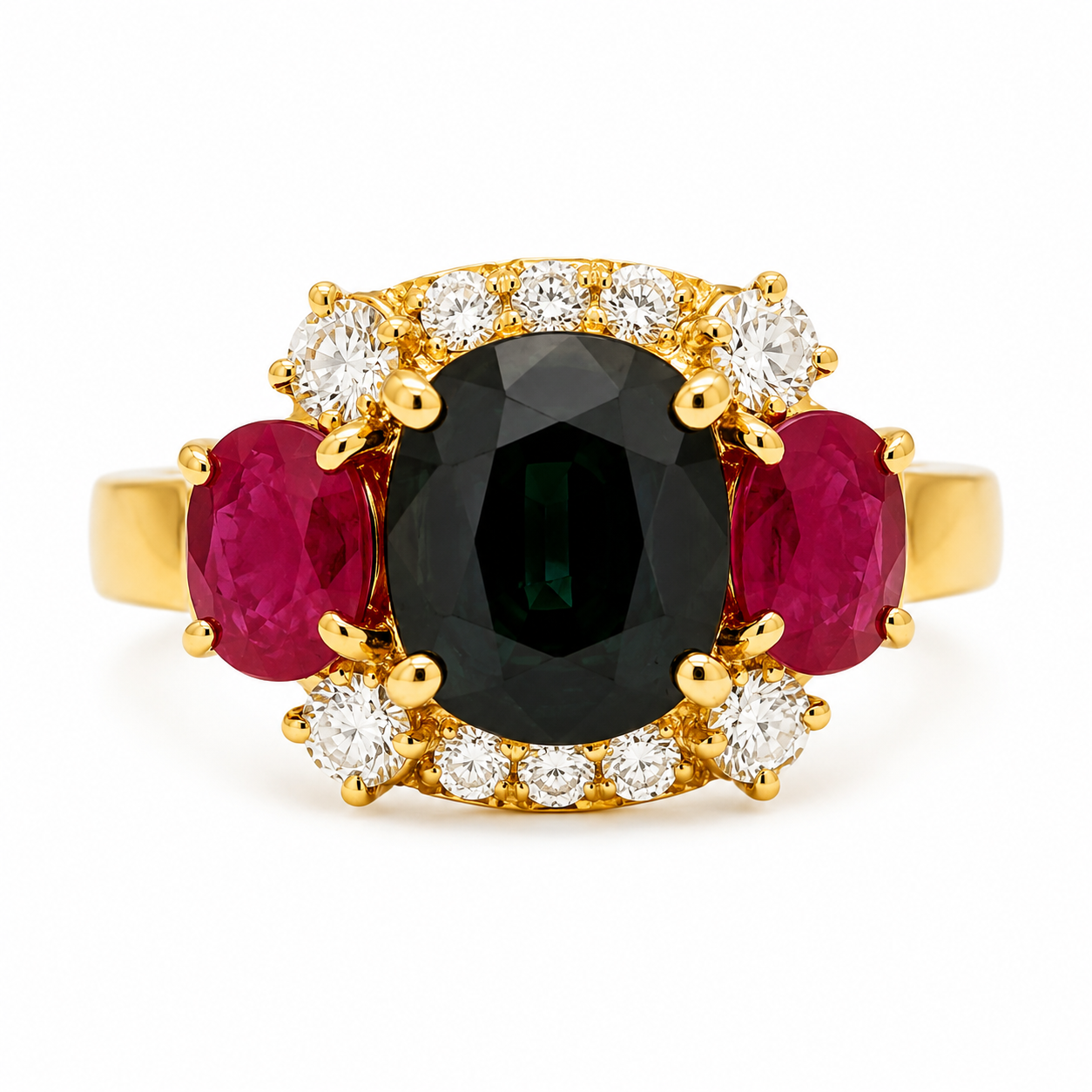 Anello - 18 carati Oro giallo, Rubini - Zaffiro - Diamanti - 4.95ct. tw. - Made in Italy - Handmade