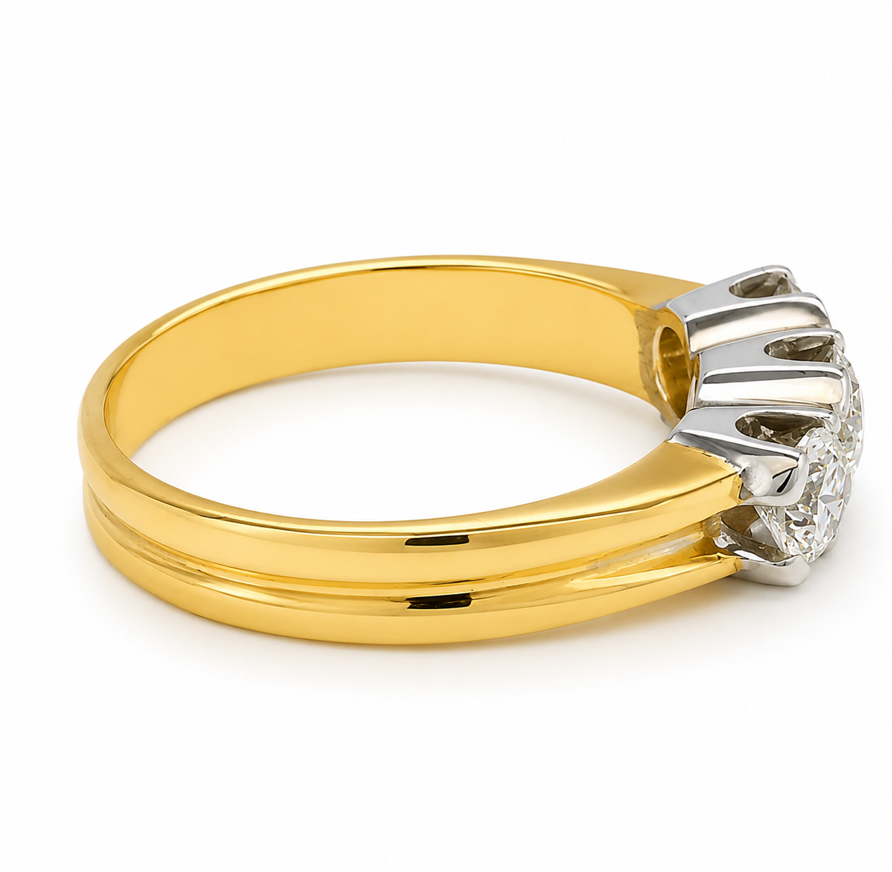 Anello - 18 carati Oro giallo, Oro bianco - 0.80ct. tw. Diamante (Naturale) - Made in Italy - Handmade
