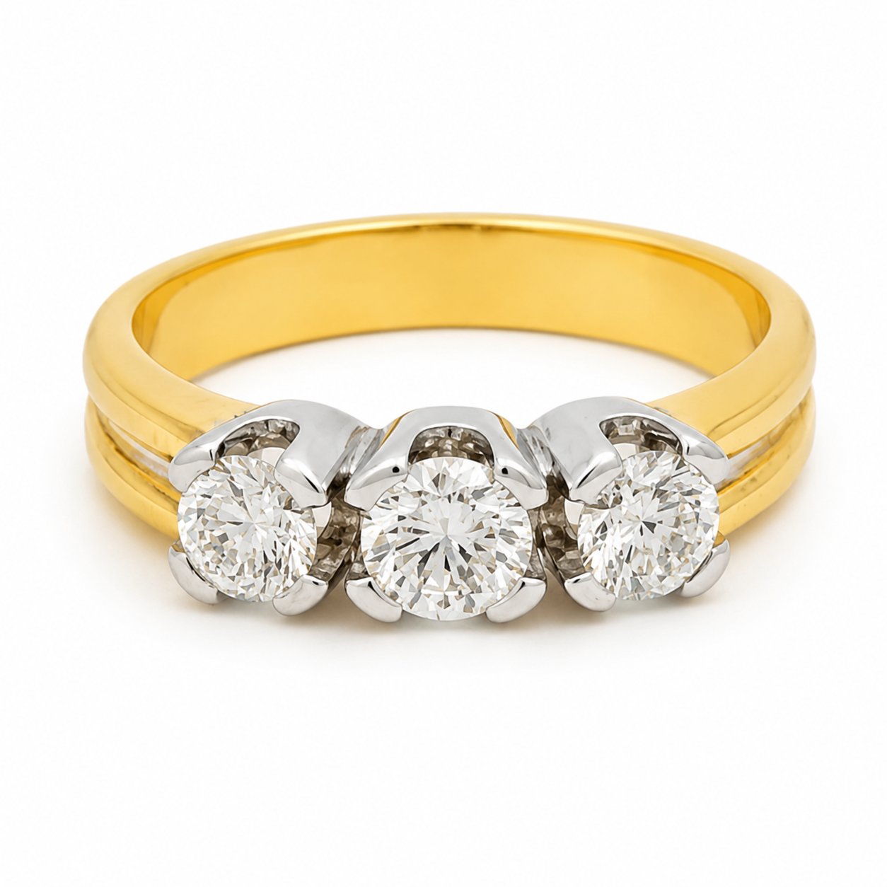 Anello - 18 carati Oro giallo, Oro bianco - 0.80ct. tw. Diamante (Naturale) - Made in Italy - Handmade