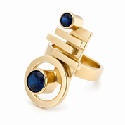 Anello - 18 carati Oro giallo Zaffiro - Made in Italy - Handmade