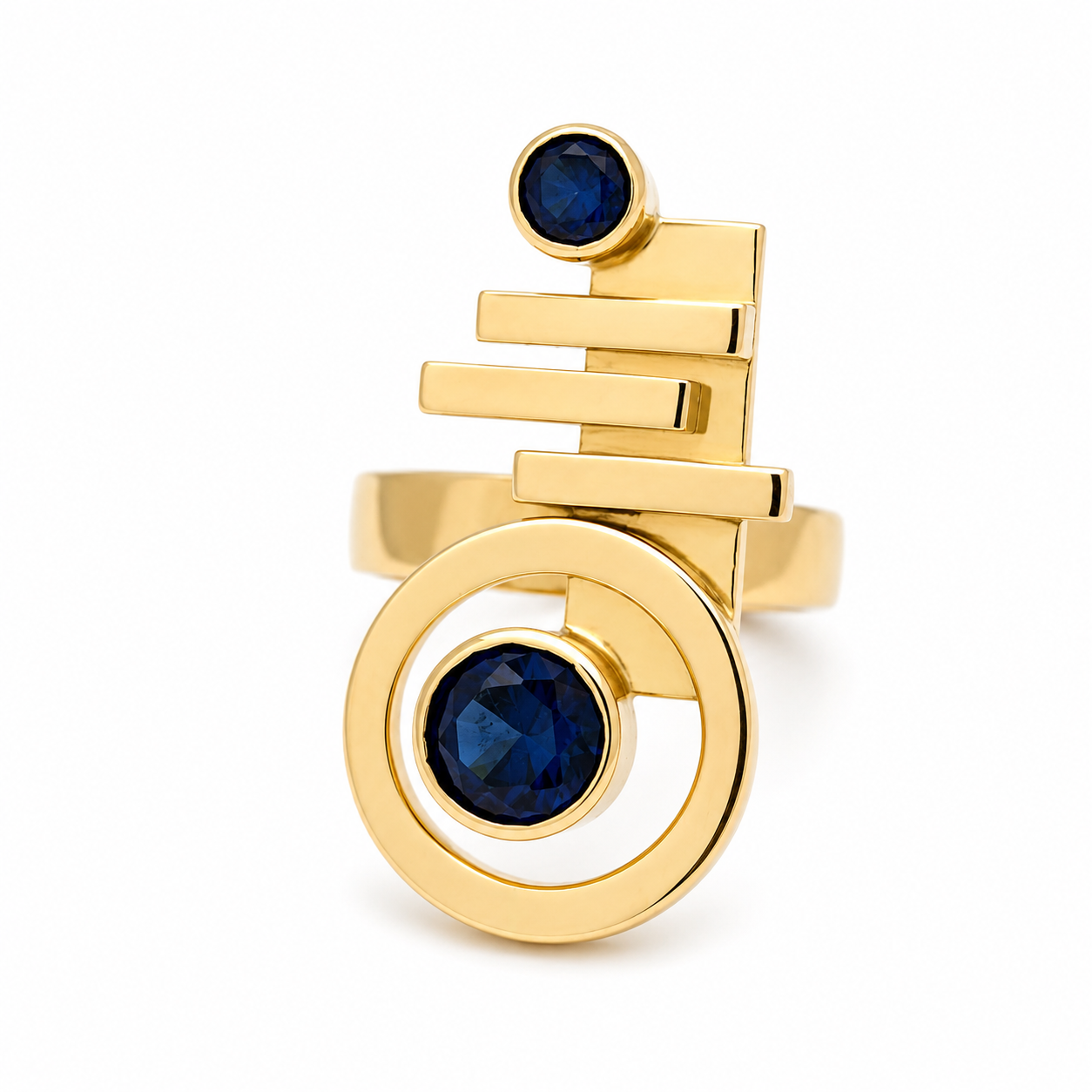 Anello - 18 carati Oro giallo Zaffiro - Made in Italy - Handmade