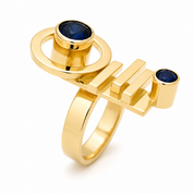 Anello - 18 carati Oro giallo Zaffiro - Made in Italy - Handmade