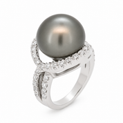 Anello - 18 carati Oro bianco - 0.90ct. tw. Diamante (Naturale) - Perla - Made in Italy - Handmade