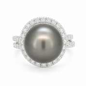 Anello - 18 carati Oro bianco - 0.90ct. tw. Diamante (Naturale) - Perla - Made in Italy - Handmade