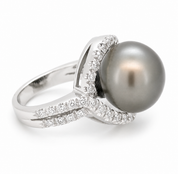 Anello - 18 carati Oro bianco - 0.90ct. tw. Diamante (Naturale) - Perla - Made in Italy - Handmade