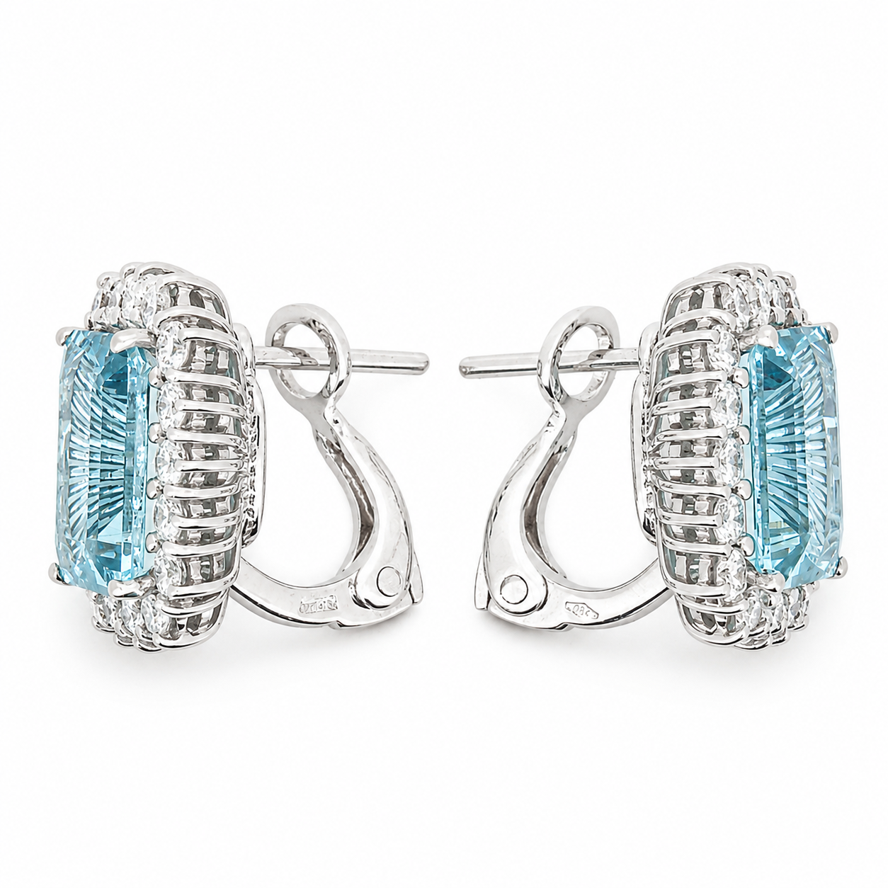 Orecchini - 18 carati Oro bianco - 9.00ct. tw. Acquamarina - Diamante - Made in Italy - Handmade