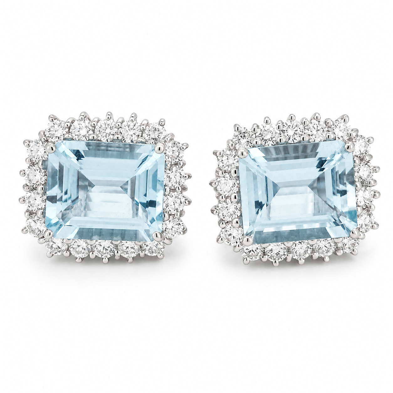 Orecchini - 18 carati Oro bianco - 9.00ct. tw. Acquamarina - Diamante - Made in Italy - Handmade