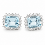 Orecchini - 18 carati Oro bianco - 9.00ct. tw. Acquamarina - Diamante - Made in Italy - Handmade