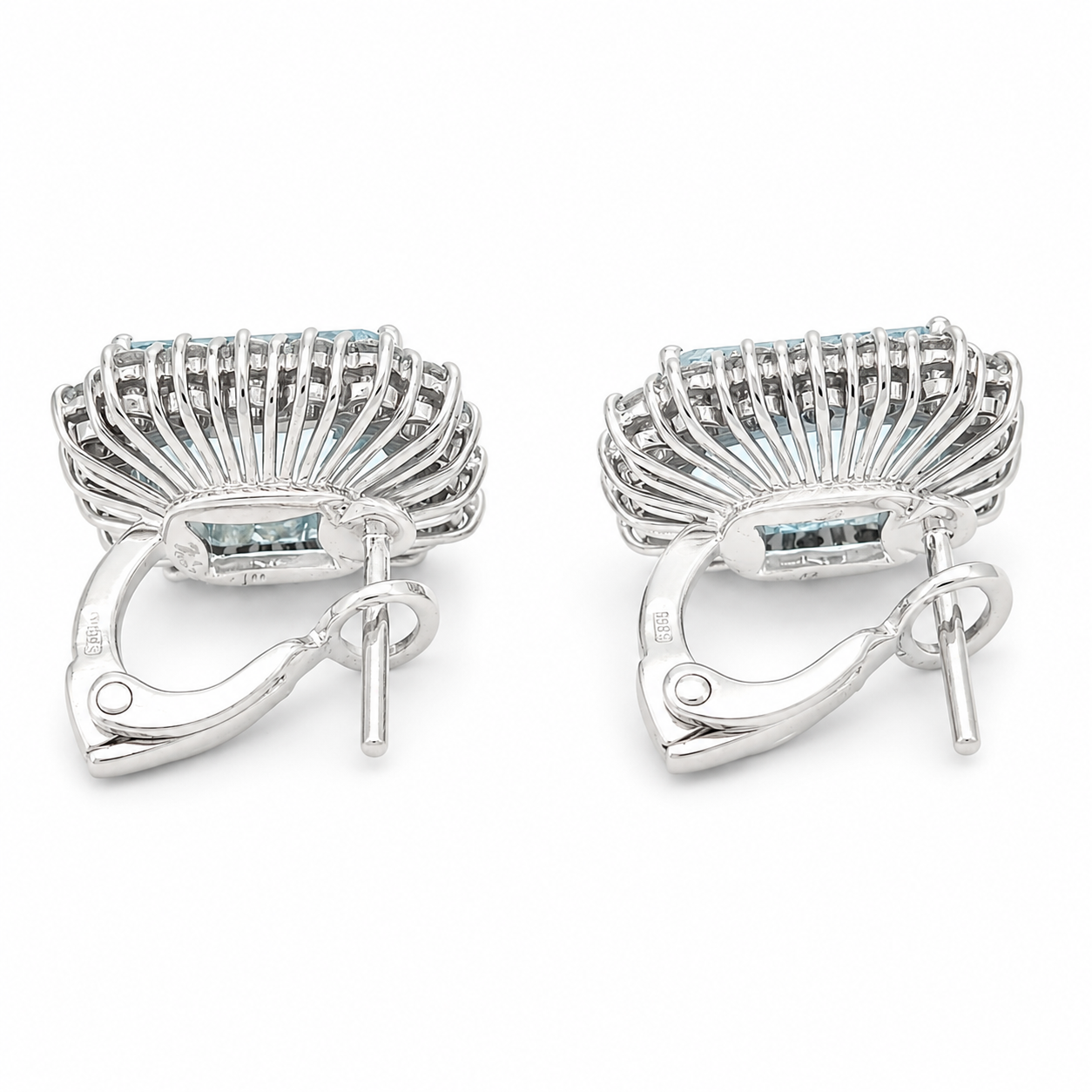 Orecchini - 18 carati Oro bianco - 9.00ct. tw. Acquamarina - Diamante - Made in Italy - Handmade