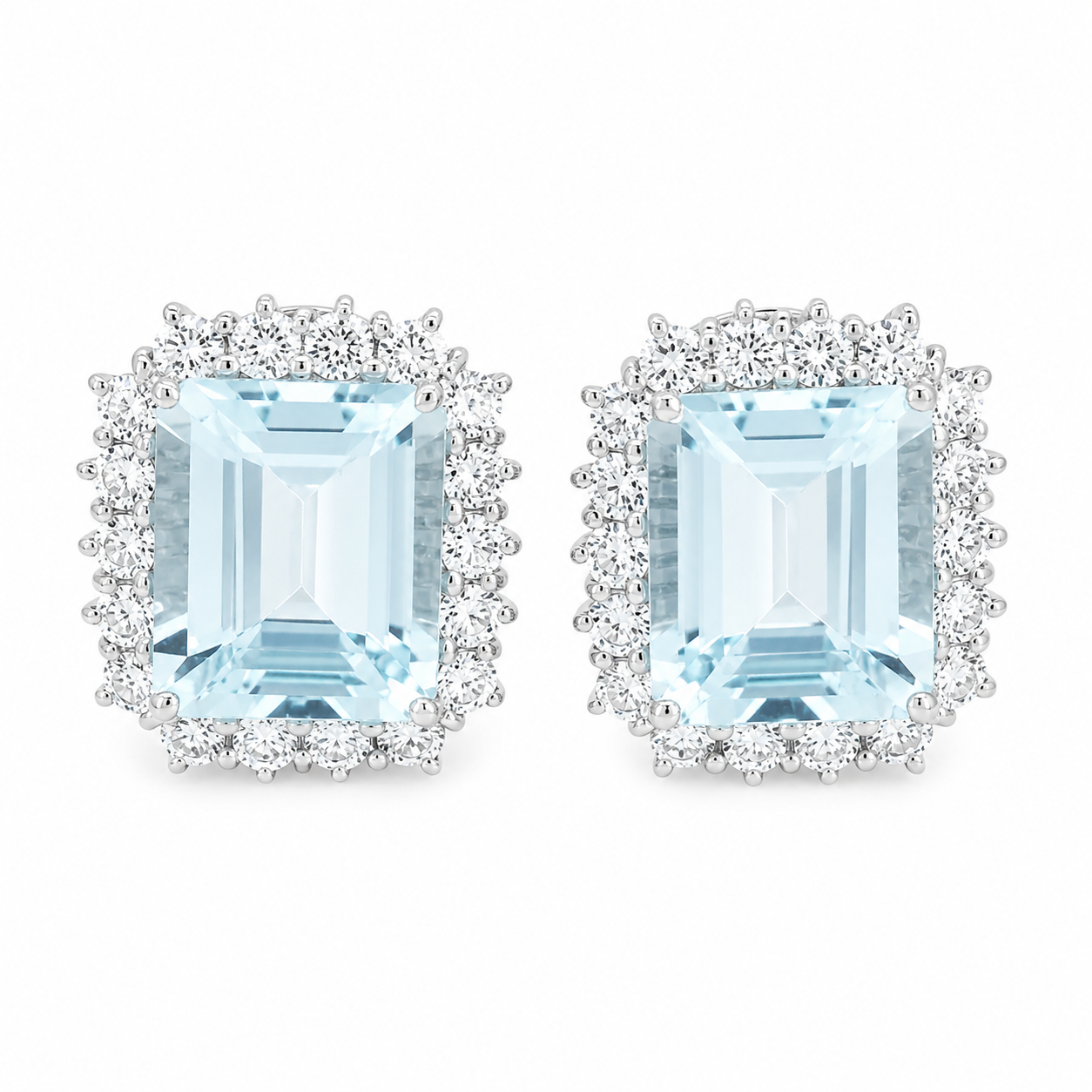 Orecchini - 18 carati Oro bianco - 9.00ct. tw. Acquamarina - Diamante - Made in Italy - Handmade