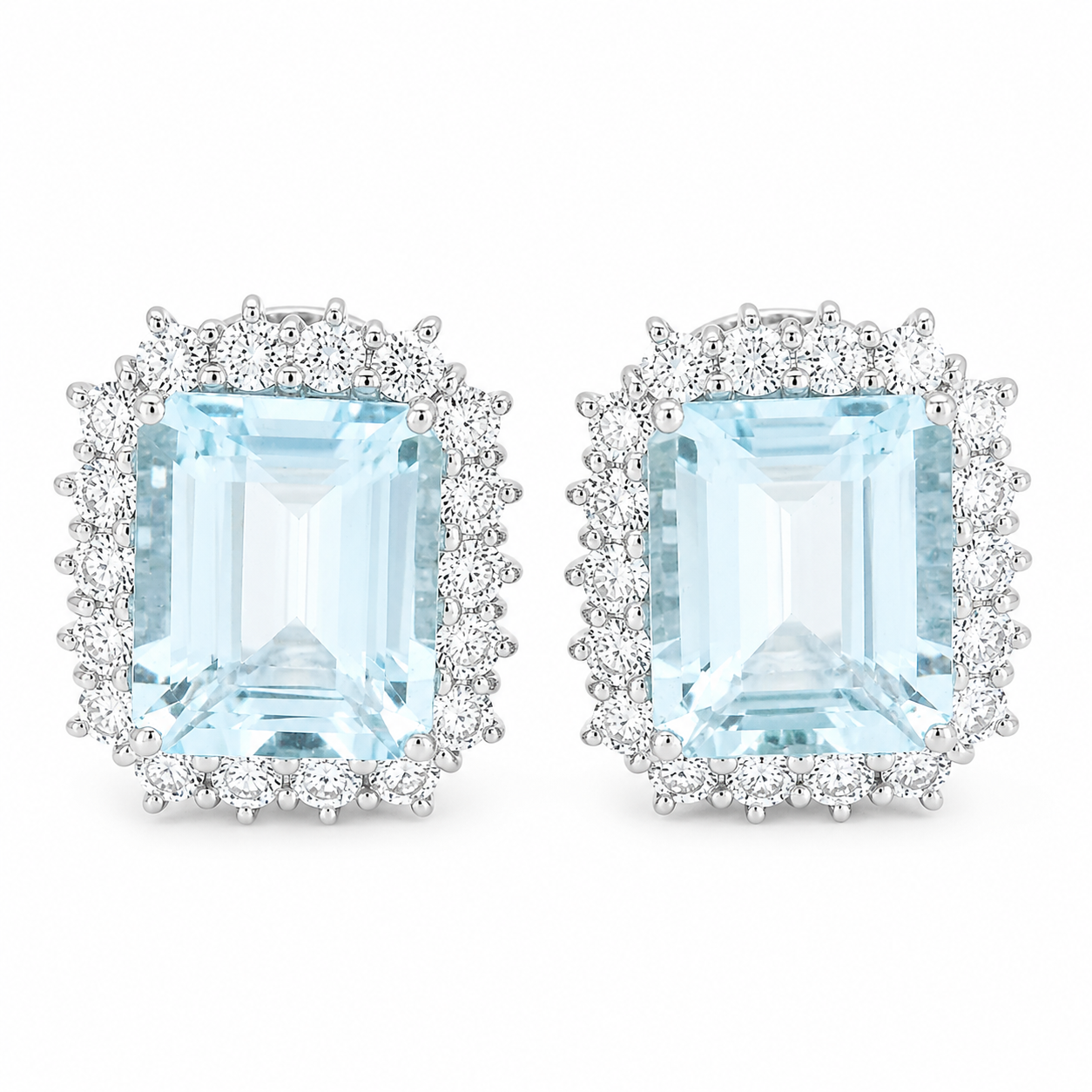 Orecchini - 18 carati Oro bianco - 9.00ct. tw. Acquamarina - Diamante - Made in Italy - Handmade