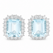 Orecchini - 18 carati Oro bianco - 9.00ct. tw. Acquamarina - Diamante - Made in Italy - Handmade