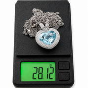 Collana con ciondolo - 18 carati Oro bianco - 12.80ct. tw. Acquamarina - Diamante - Made in Italy - Handmade
