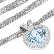 Collana con ciondolo - 18 carati Oro bianco - 12.80ct. tw. Acquamarina - Diamante - Made in Italy - Handmade