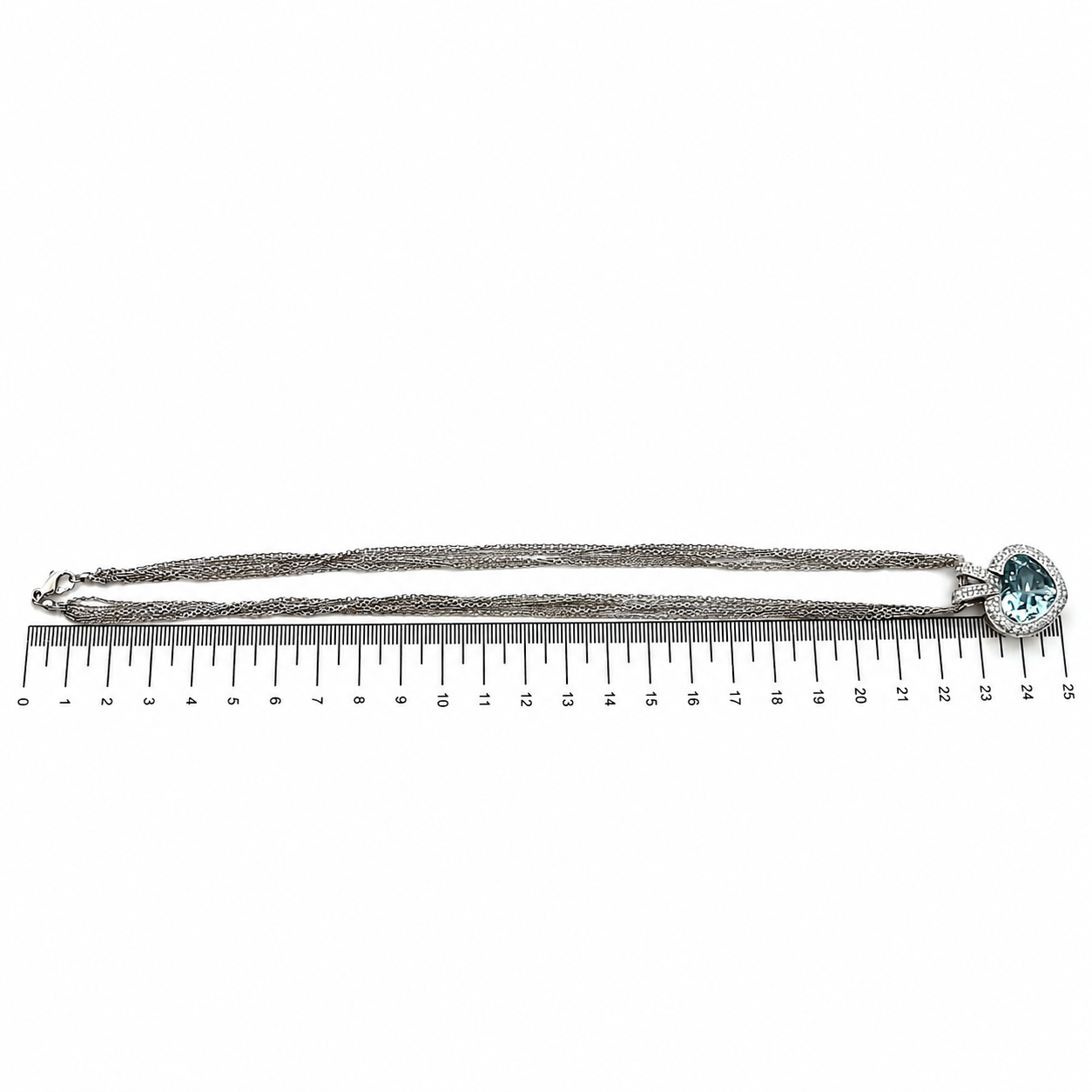 Collana con ciondolo - 18 carati Oro bianco - 12.80ct. tw. Acquamarina - Diamante - Made in Italy - Handmade