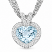 Collana con ciondolo - 18 carati Oro bianco - 12.80ct. tw. Acquamarina - Diamante - Made in Italy - Handmade