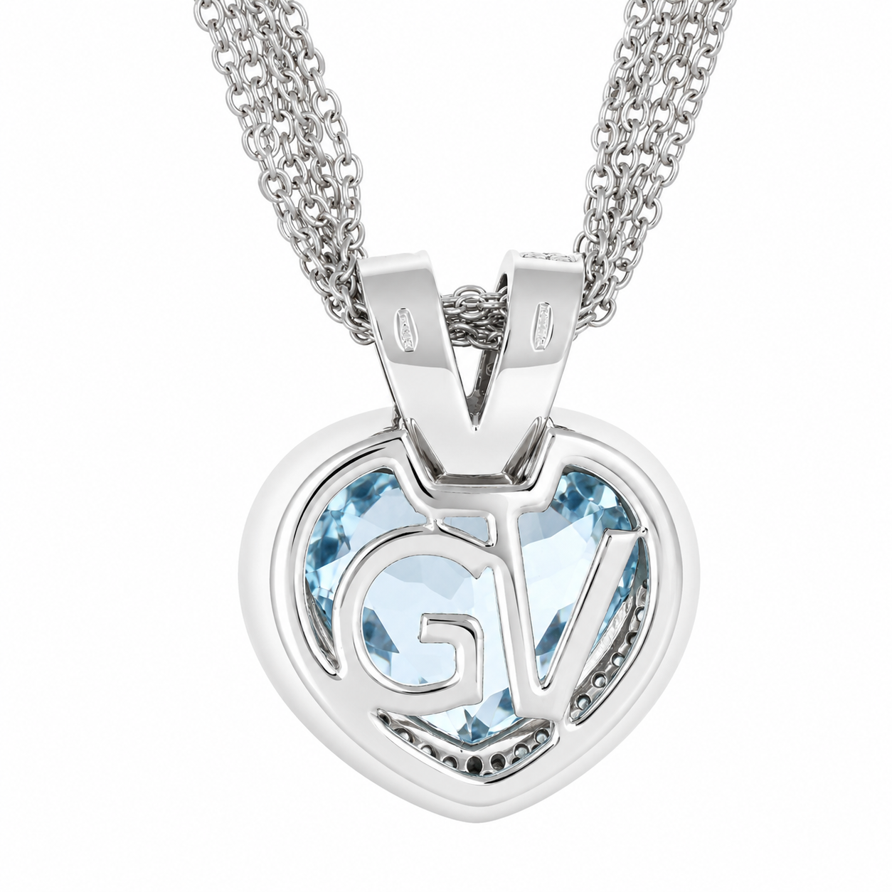 Collana con ciondolo - 18 carati Oro bianco - 12.80ct. tw. Acquamarina - Diamante - Made in Italy - Handmade