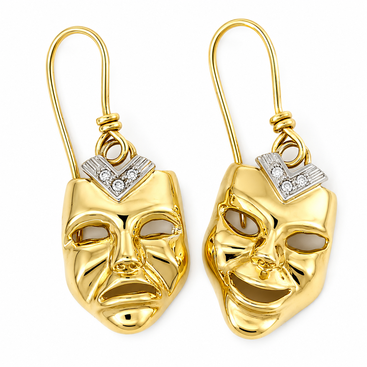 Orecchini - 18 carati Oro bianco, Oro giallo - 0.06ct. tw. Diamante (Naturale) - Made in Italy - Handmade