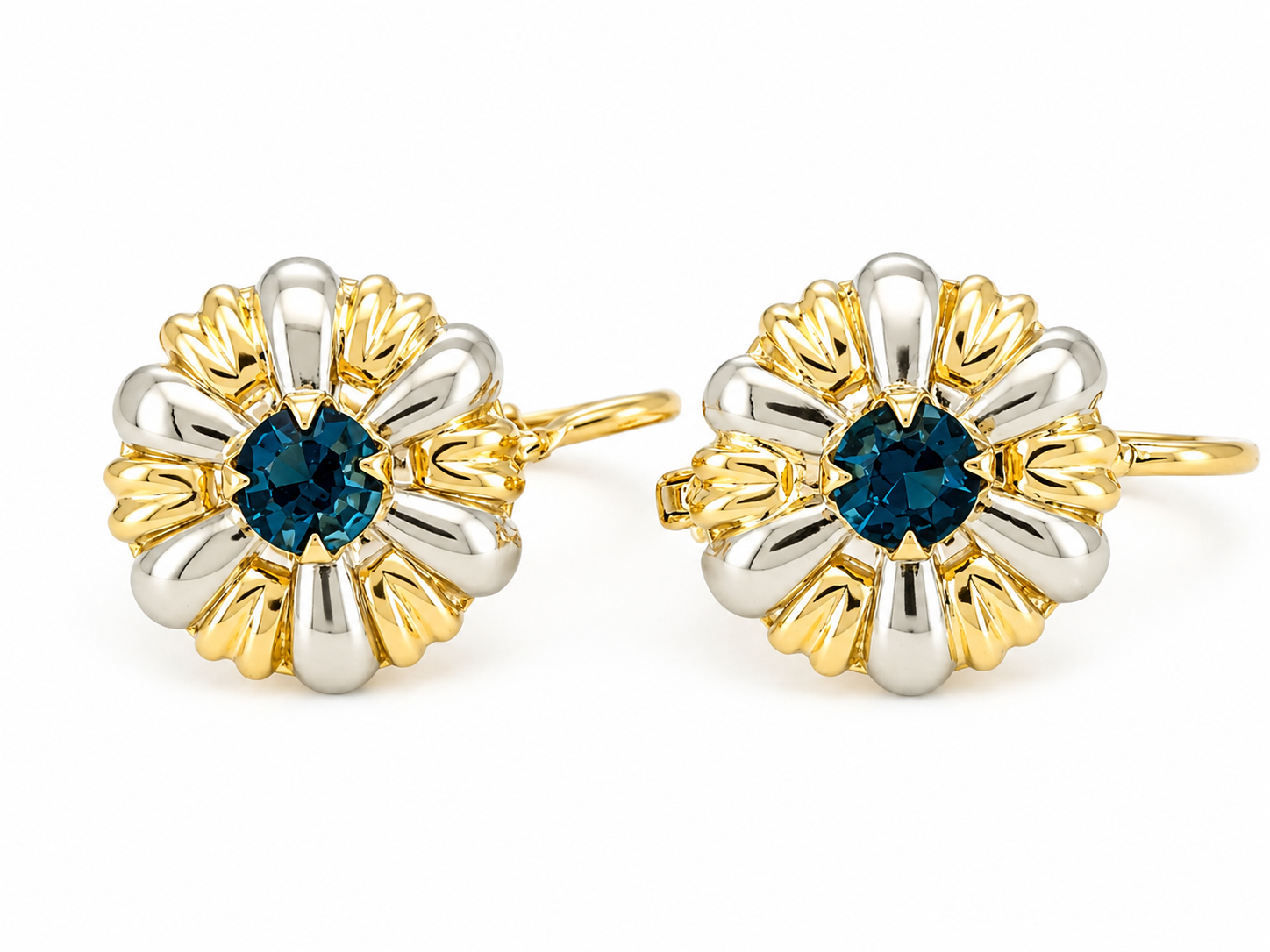 Orecchini - 18 carati Oro giallo, Oro bianco - 0.40ct. tw. Zaffiro - Made in Italy - Handmade
