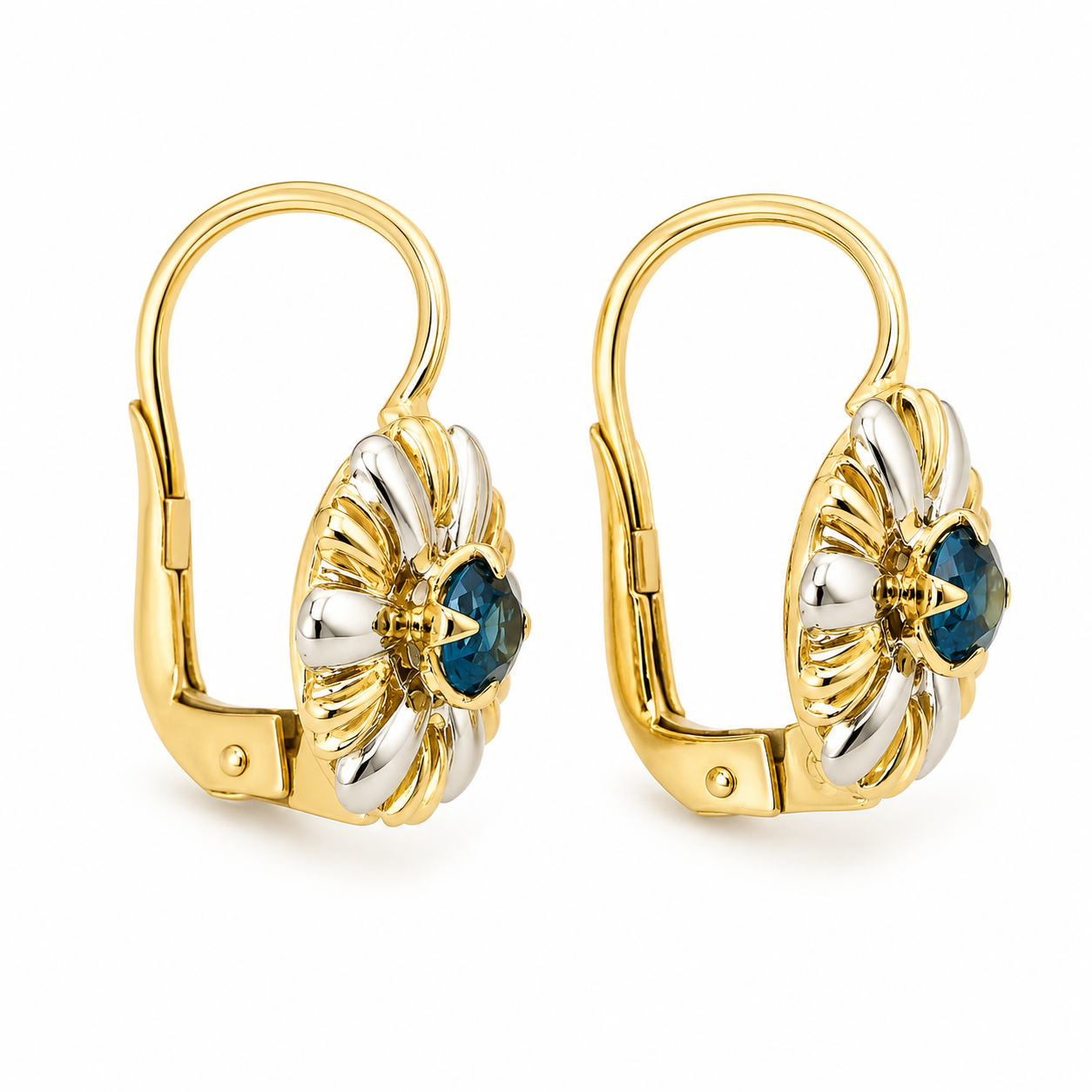Orecchini - 18 carati Oro giallo, Oro bianco - 0.40ct. tw. Zaffiro - Made in Italy - Handmade