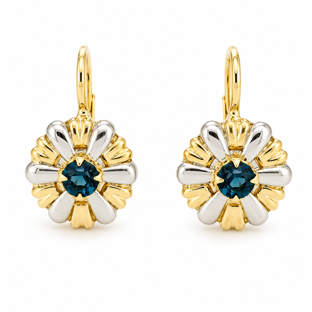 Orecchini - 18 carati Oro giallo, Oro bianco - 0.40ct. tw. Zaffiro - Made in Italy - Handmade