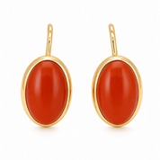 Orecchini - 18 carati Oro giallo Corallo - Made in Italy - Handmade