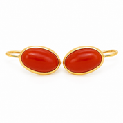 Orecchini - 18 carati Oro giallo Corallo - Made in Italy - Handmade