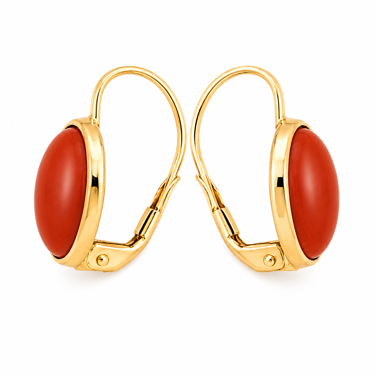 Orecchini - 18 carati Oro giallo Corallo - Made in Italy - Handmade