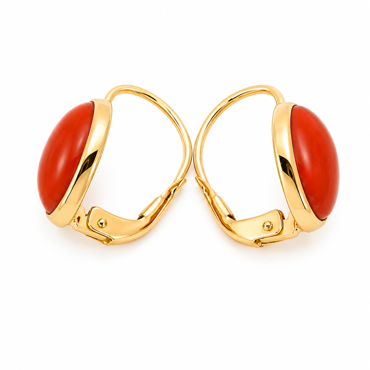Orecchini - 18 carati Oro giallo Corallo - Made in Italy - Handmade