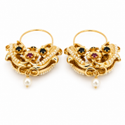 Orecchini - 18 carati Oro giallo, Perle - 1.30ct. tw. Zaffiro - Rubino - Made in Italy - Handmade