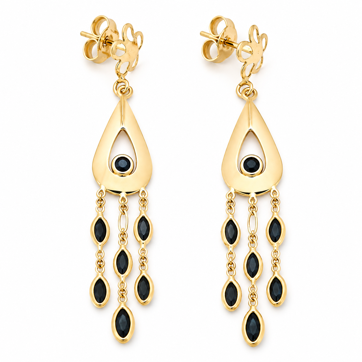 Orecchini - 18 carati Oro giallo - 0.70ct. tw. Zaffiro - Made in Italy - Handmade