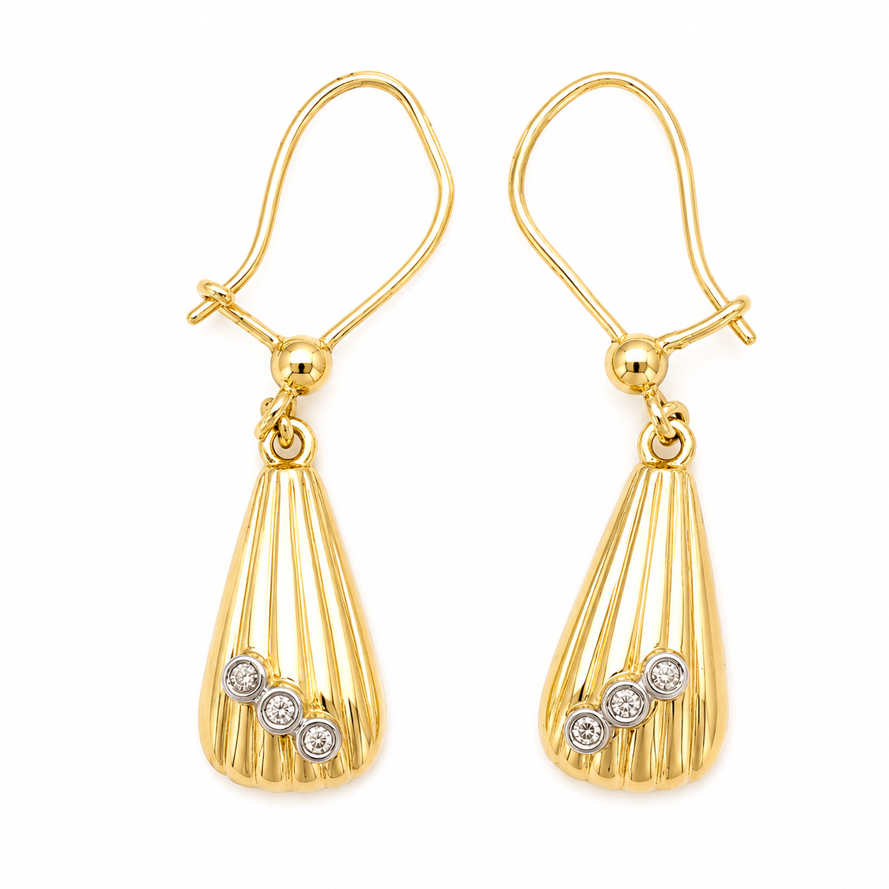 Orecchini - 18 carati Oro giallo, Oro bianco - 0.06ct. tw. Diamante (Naturale)