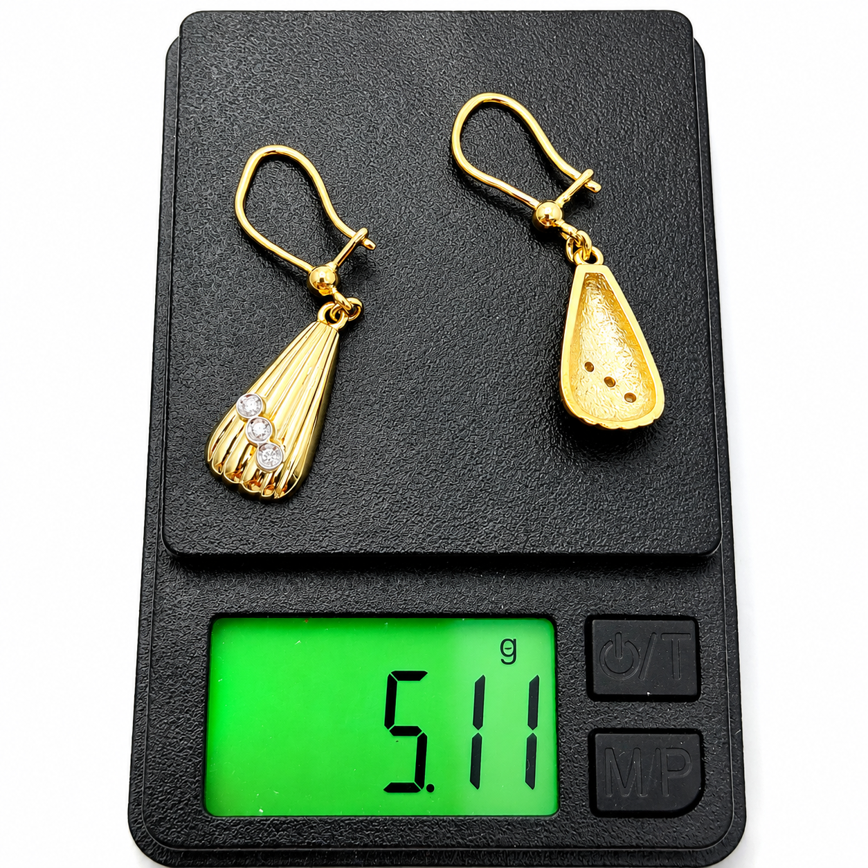 Orecchini - 18 carati Oro giallo, Oro bianco - 0.06ct. tw. Diamante (Naturale)