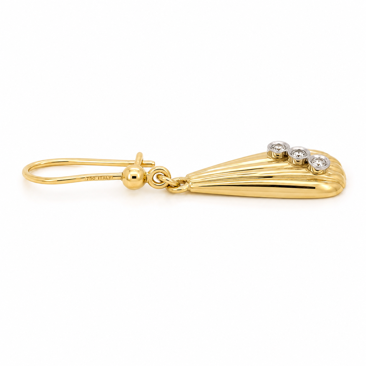Orecchini - 18 carati Oro giallo, Oro bianco - 0.06ct. tw. Diamante (Naturale)