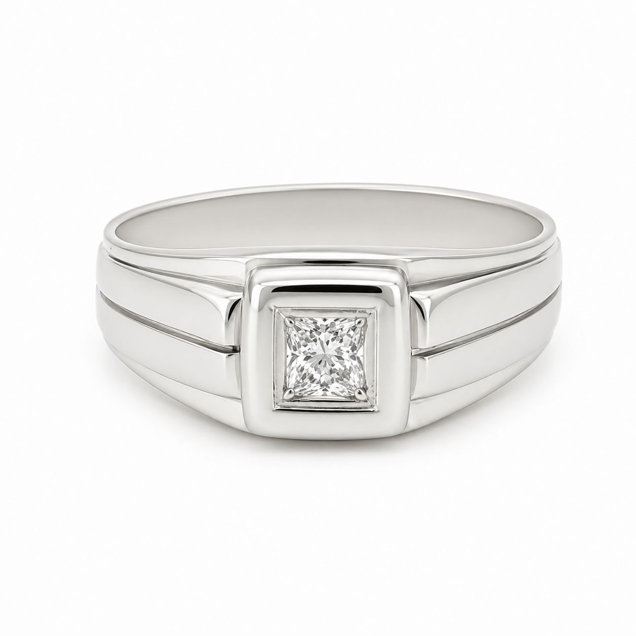 Anello - 18 carati Oro bianco - 0.03ct. tw. Diamante (Naturale) - Made in Italy - Handmade