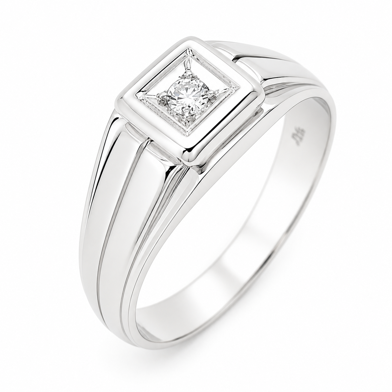 Anello - 18 carati Oro bianco - 0.03ct. tw. Diamante (Naturale) - Made in Italy - Handmade