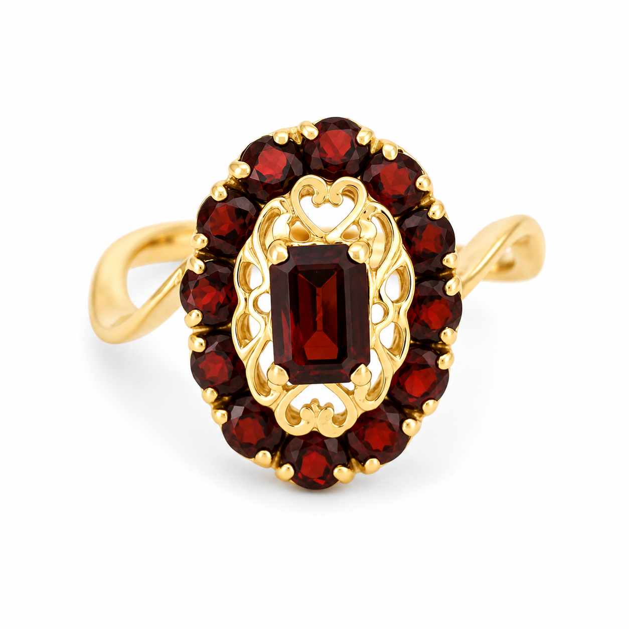 Anello - 18 carati Oro giallo - 1.32ct. tw. Granato - Made in Italy - Handmade